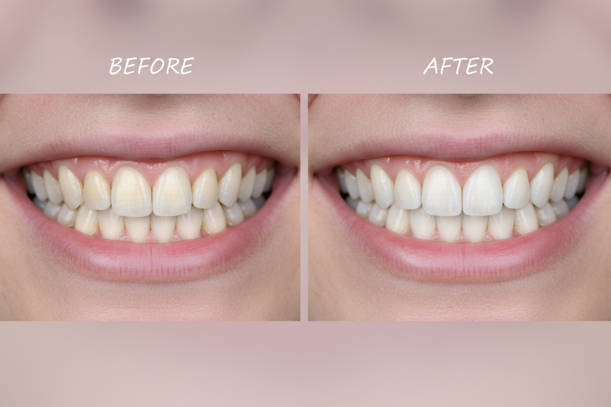 Un peu plus naturel dents un peu plus rapprochée et plus jaune le before